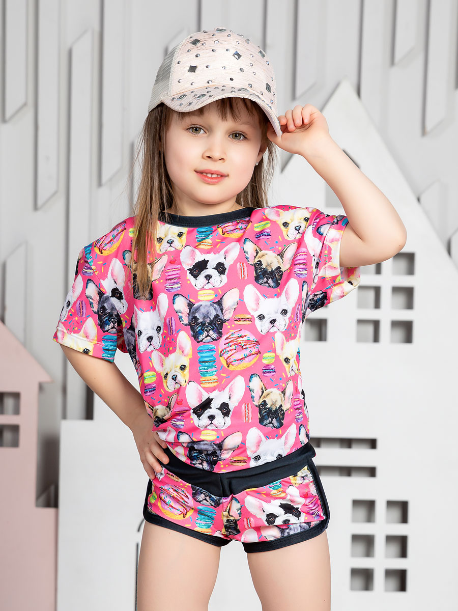 95441 Футболка для девочки "CATFIT. Собачки и пончики"  для девочки от фабрики КотМарКот