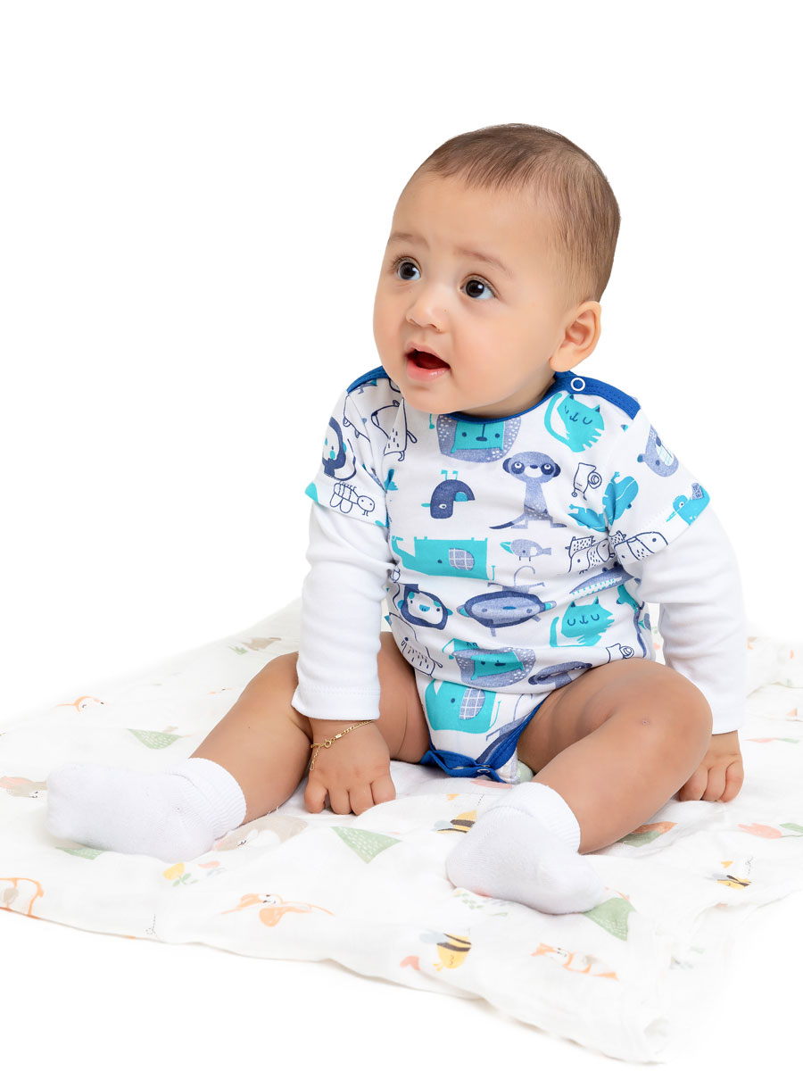 9150662 Боди длинный рукав "ZOO" для новорождённых КотМарКот